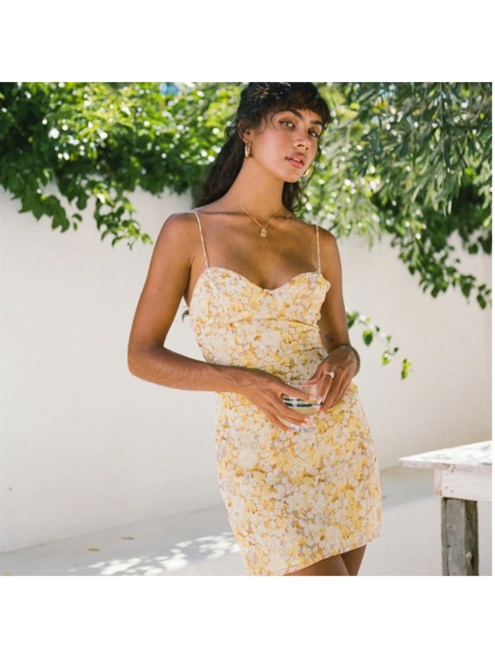Sabo Skirt Reece Cami Dress yellow floral print spaghetti strap S